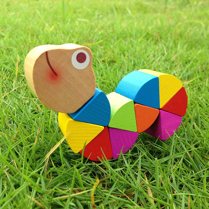 Wooden toy puzzle animal doll toy