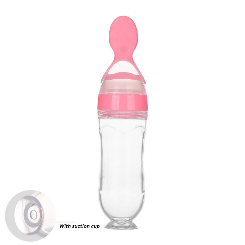 Safe Newborn Baby Feeding Bottle Toddler Silicone Squeeze Feeding Spoon Milk Bottle Baby Training Feeder Food Supplement