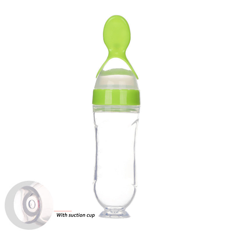 Safe Newborn Baby Feeding Bottle Toddler Silicone Squeeze Feeding Spoon Milk Bottle Baby Training Feeder Food Supplement