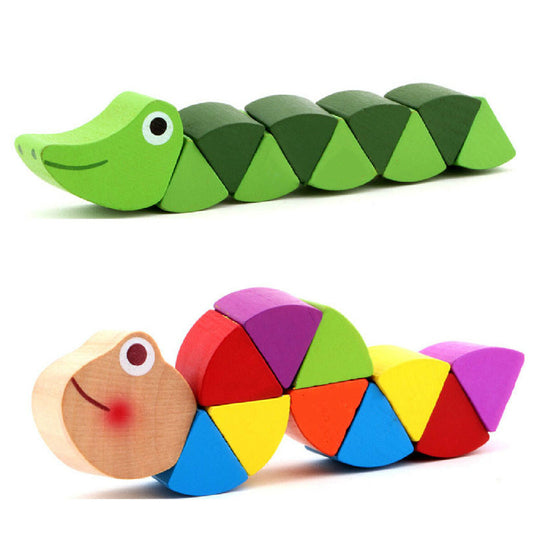 Wooden toy puzzle animal doll toy